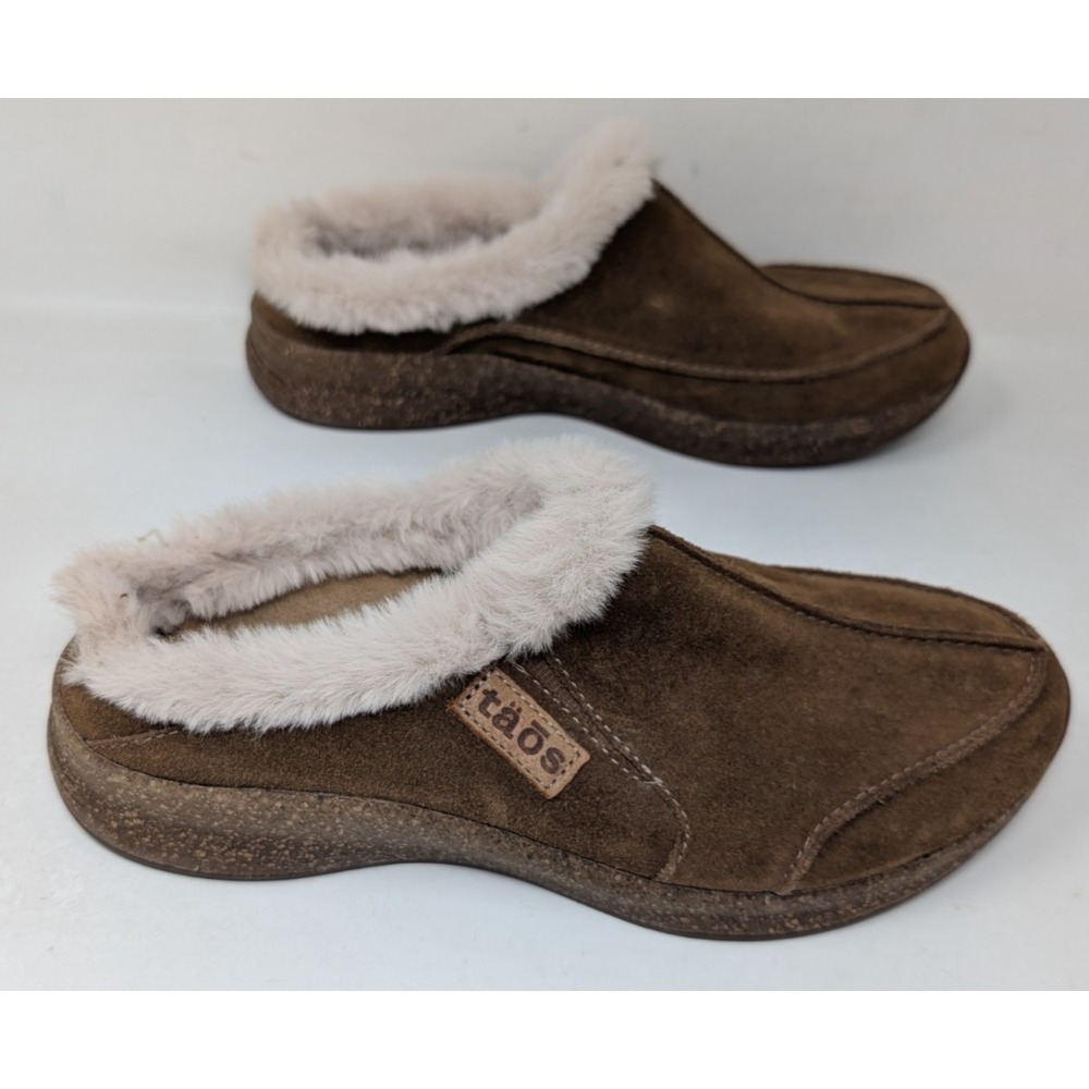 Taos Women's Size 6 Future Suede Faux Fur Shearling Comfort Slippers Mules Clogs